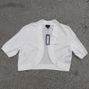 Worthington White Crop Shrug Cardigan L Minimalist NWT